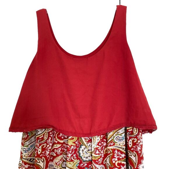 Xhilaration Red Paisley Bohemian Maxi Sleeveless Dress Size Medium - Picture 4 of 8